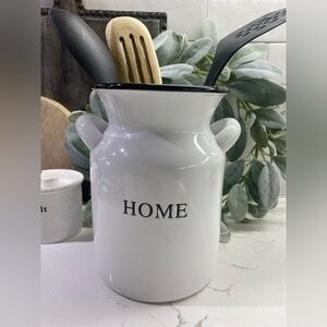 New!‎ Food Network Utensil Crock Farmhouse Black & White